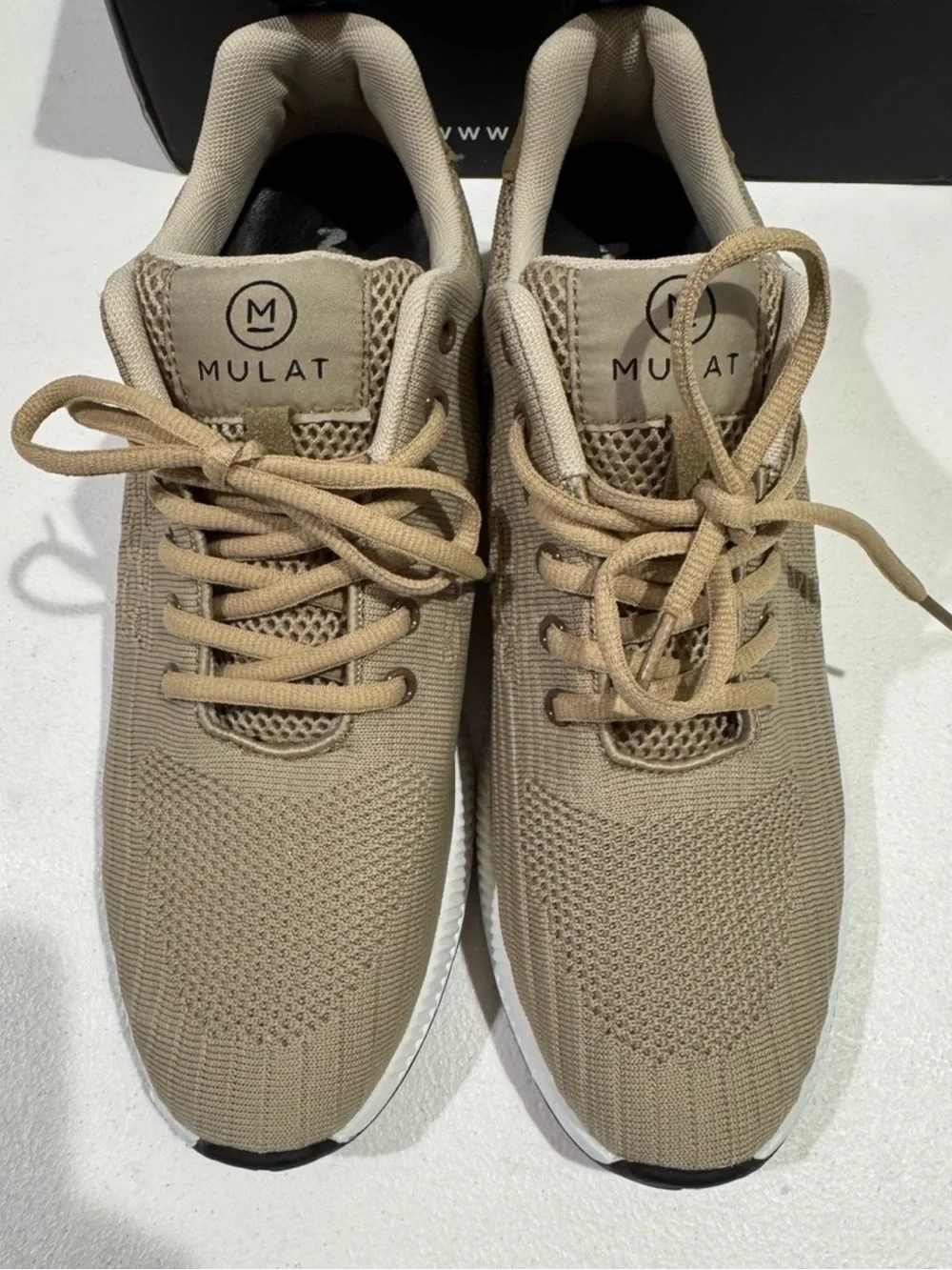 Men’s Beige Elevator Sneakers 2.4” Height Increase Size 45